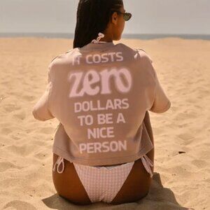 MAYFAIR - It Costs $0 Taupe Short Sleeve Crewneck - M/L